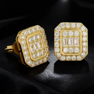 Iced Baguette Solitaire Earrings