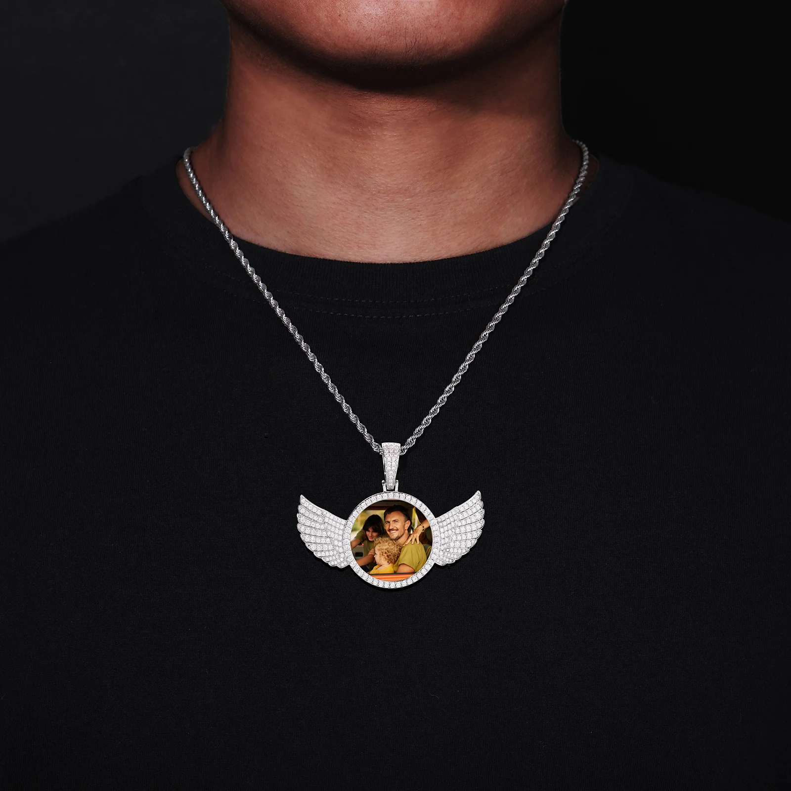 Iced Memory Wing Photo Pendant - Image 2