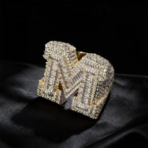 Custom Baguette Initial Ring
