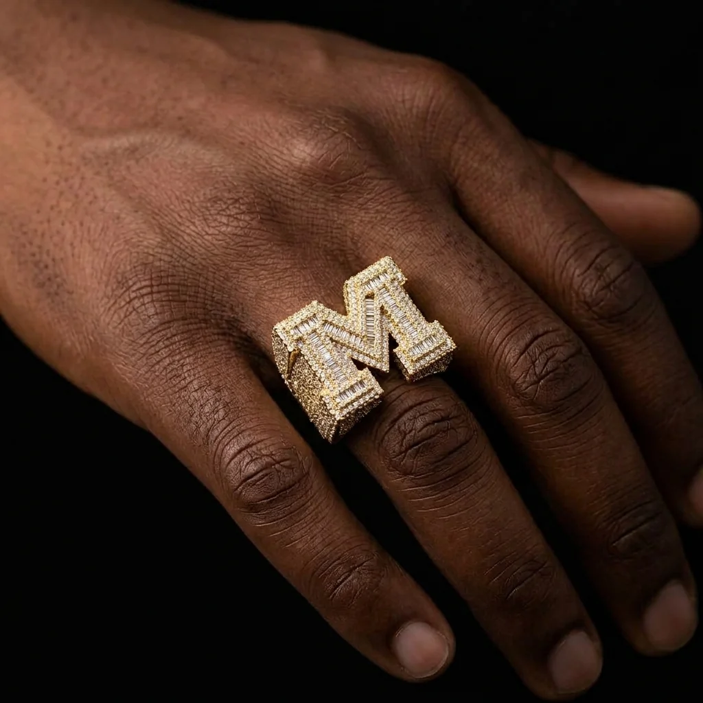 Custom Baguette Initial Ring - Image 2